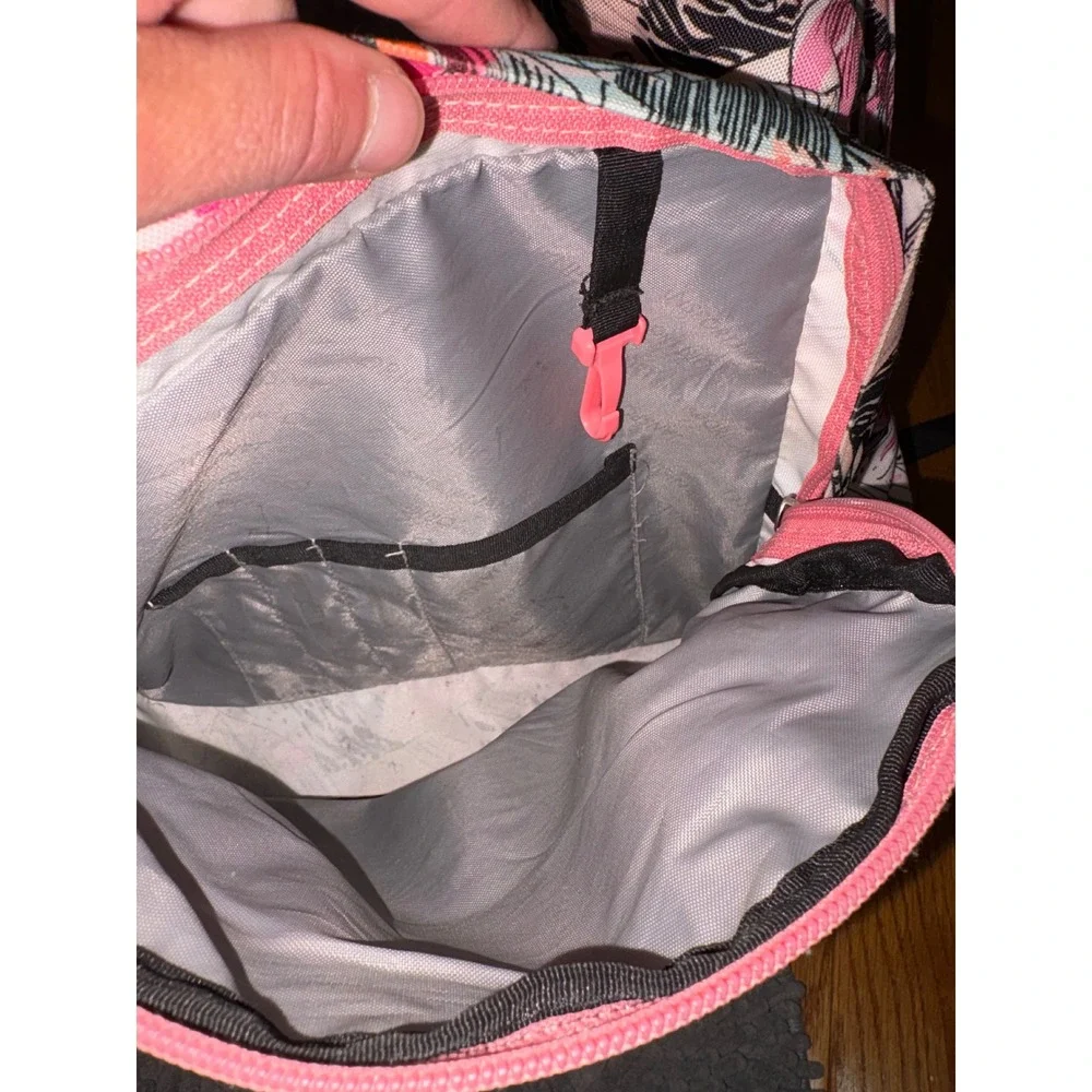 JanSport City View Backpack Tropical Floral Pink Brown Faux Leather JS0A3P3U